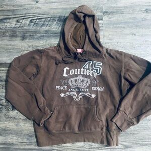 Vintage/Y2K Brown Graphic Hoodie with Crown Design
